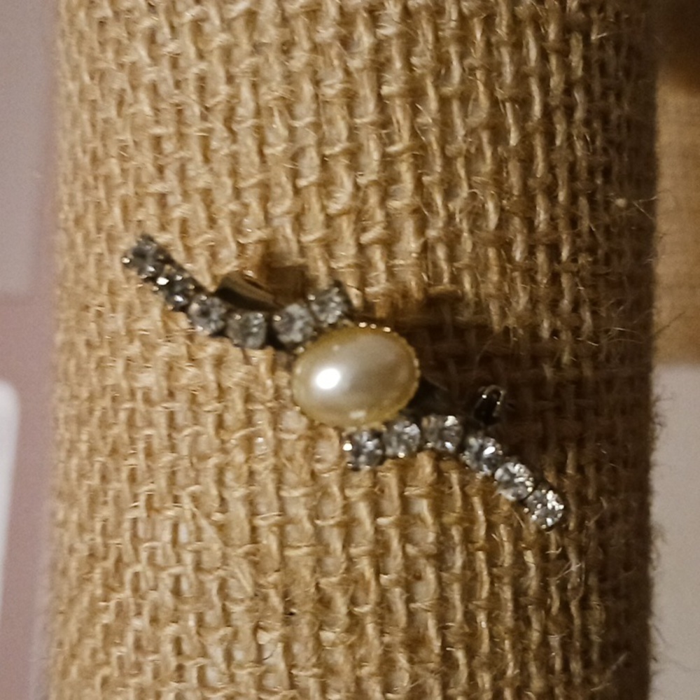 Vintage Tie Pin- Rhinestone Pearl